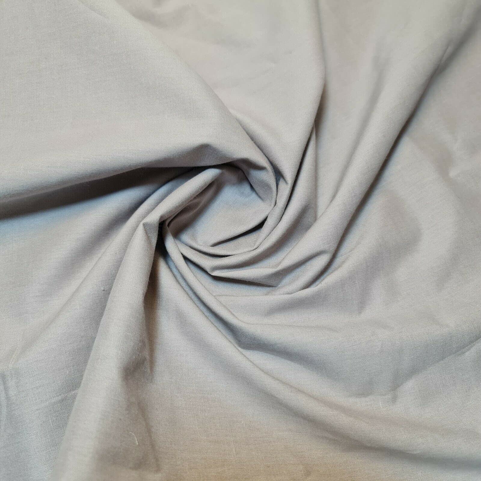 Plain 100% Cotton Fabric Quilting Dress Making Fabric 112cm (44") Wide (Silver, 5 Meter)