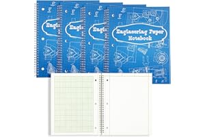 Colarr Engineering Computation Pad 8.5" x 11" Engineering Wirebound Spiral Notebook Grid Pad 5 Squares Per Inch Graph Paper for Drafting Drawing Blueprint Sketching(Blue,4 Pads)