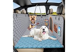 GEOTICK Back Seat Extender for Dogs, Large Space, Hard Bottom Car Seat Cover, Waterproof Back Seat Pet Cover, Dog Hammock for Car, Backseat Protector for Car SUV (Grey)