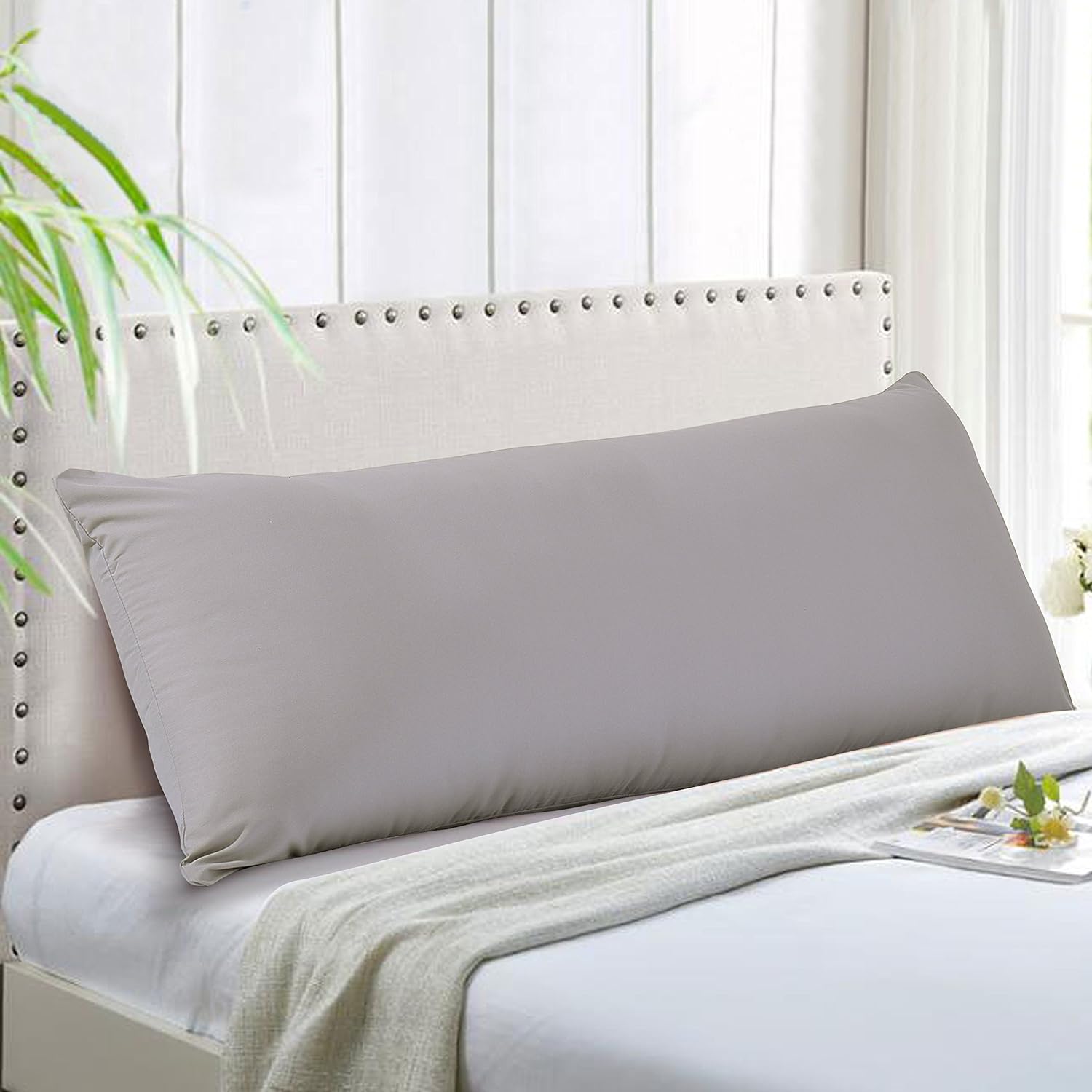 EVOLIVE Ultra Soft Microfiber Body Pillow Cover/Pillowcases 21"x54" with Hidden Zipper Closure (Grey, Body Pillow Cover 21"x54"): Home & Kitchen