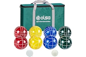 Olsa 90/100/107mm Bocce Balls Set Outdoor Games,Bocci Ball Yard Games Backyard Game Set with 8 Poly-Resin Balls, 1 White Pallino, Premium Carrying Bag, Outdoor Game for Adults Family
