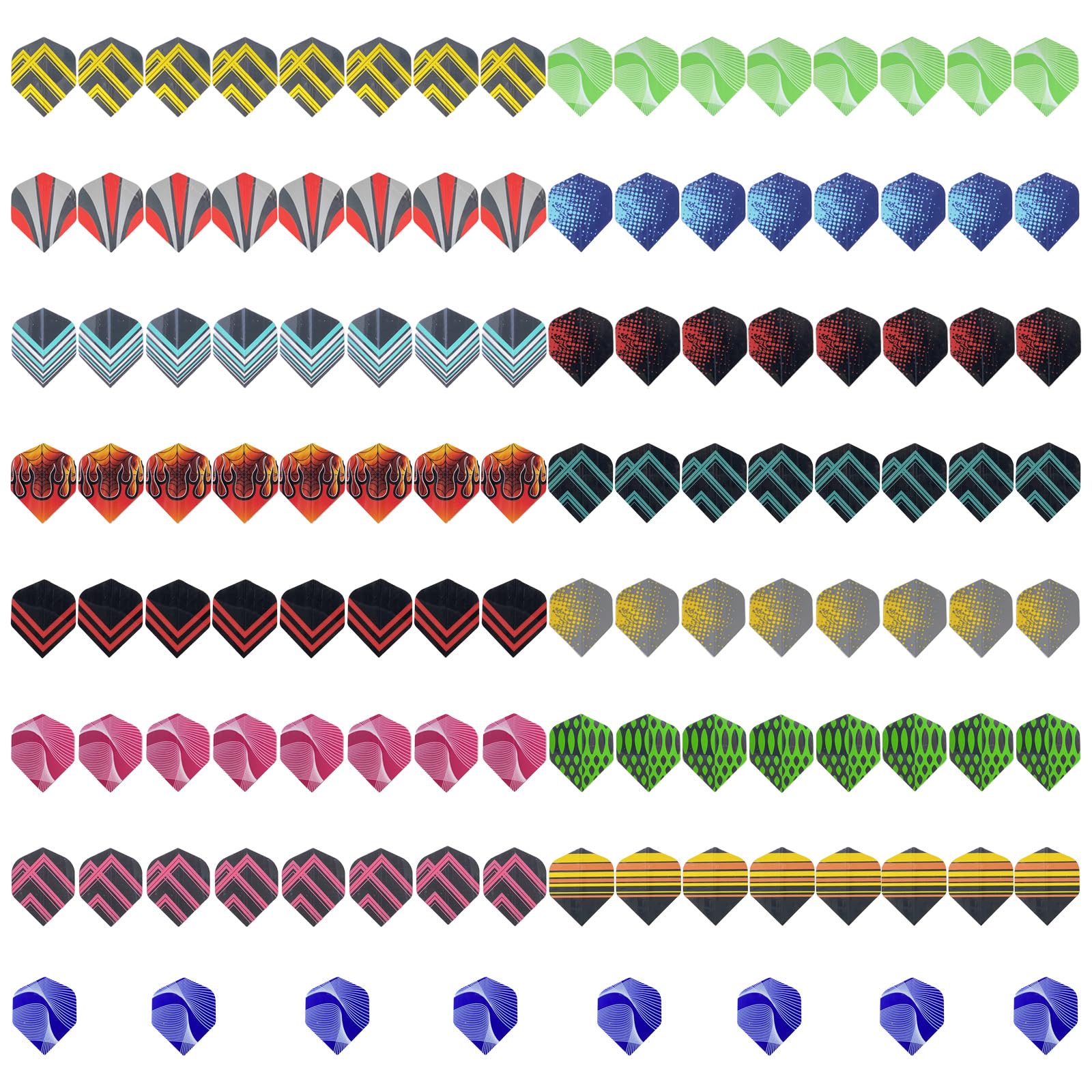 WanderGo 120 Pcs Standard Dart Flights Durable PET Replacement Feather Tails Wing, darts accessories, Tails Wing for Steel Tip and Soft Tip Darts，Randomly get Glowing Hidden Models