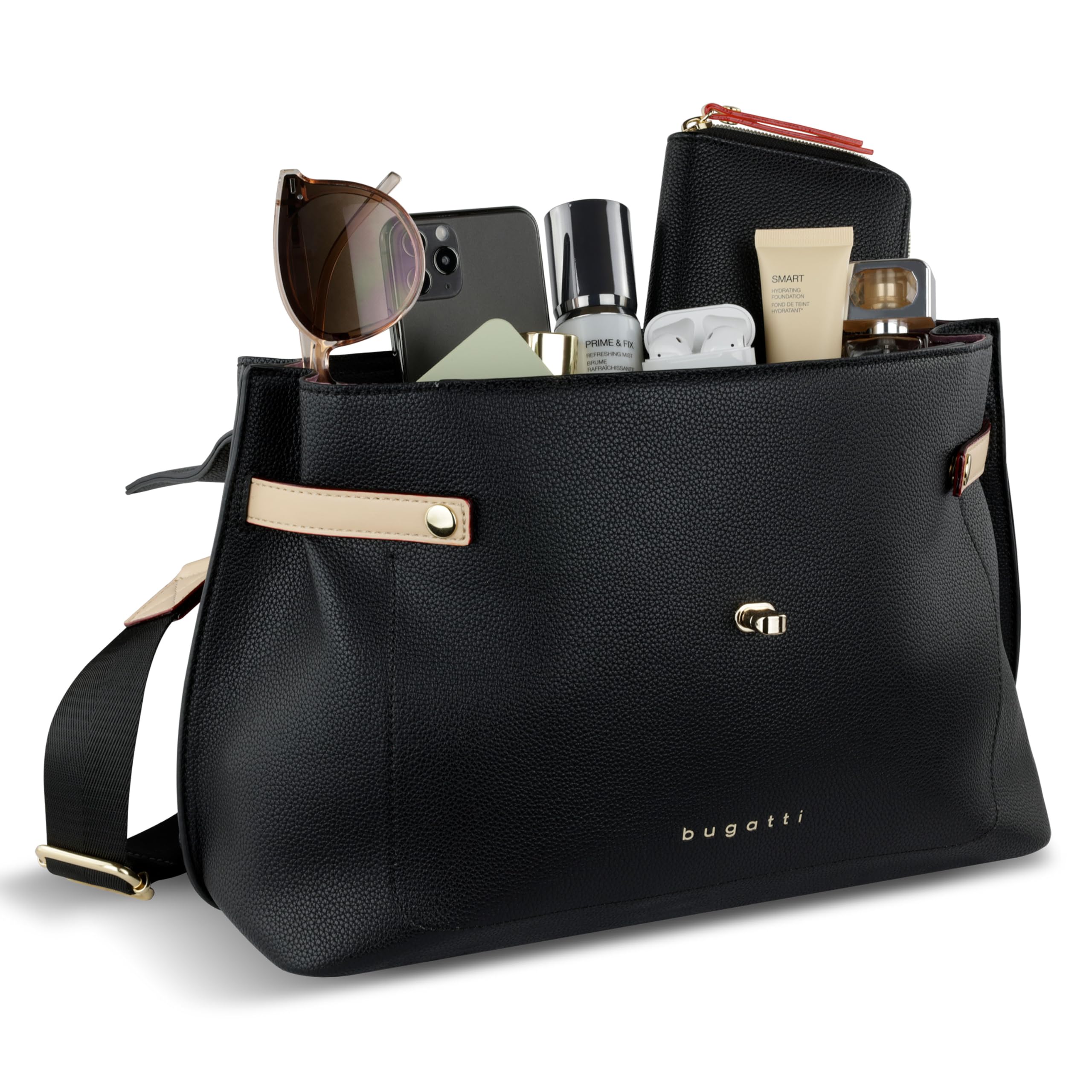 bugatti Ella Stadttasche, Kunstleder Tasche, Damenhandtasche Schultertasche, beige