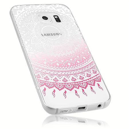mumbi Schutzhülle Samsung Galaxy S6 Edge Hülle im Mandala Design transparent rosa