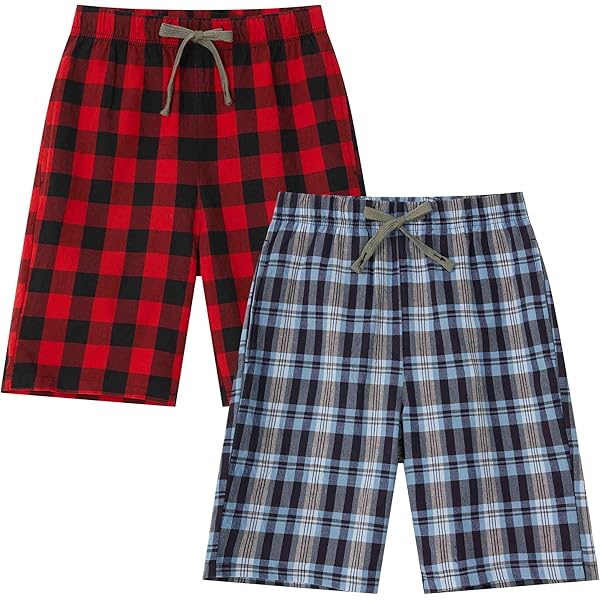 Amazon.com: Big Boys Pajamas Shorts Plaid Loose Cotton Sleep PJ