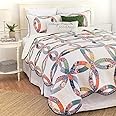C&F Home 90" x 90" Heritage Double Wedding Ring Luxury Vintage Patchwork Full/Queen Bed Sham 3 Piece Machine Washable Reversible Quilt Bedding Set Anniversary Romantic Valentine's Day VDAY Gift