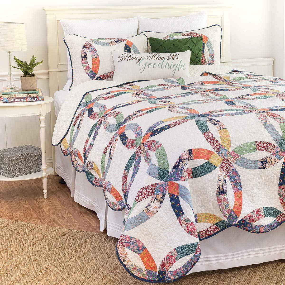 Photo 1 of C&F Home 90" x 90" Heritage Double Wedding Ring Patchwork Premium 3-Piece Cotton Full/Queen Bedding Set All Seasons Luxury Vintage Machine Washable Reversible Lightweight Quilt Bed Bedroom Anniversary