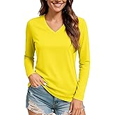 TACVASEN Women's Long Sleeve V Neck Tops Lightweight Quick Dry UPF 50+ Sun Protection Workout Hiking Running Shirts