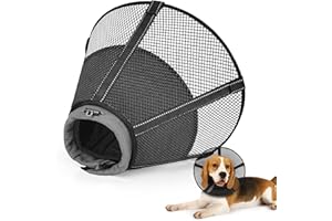 JOYPIG Dog Cone Collar to Stop Licking: Soft Mesh Recovery Collar After Surgery with Detachable Pad, Elizabeth Cone Alternative for Large Medium, Small Dogs, Normal Eating and Drinking (L, Jet Black)