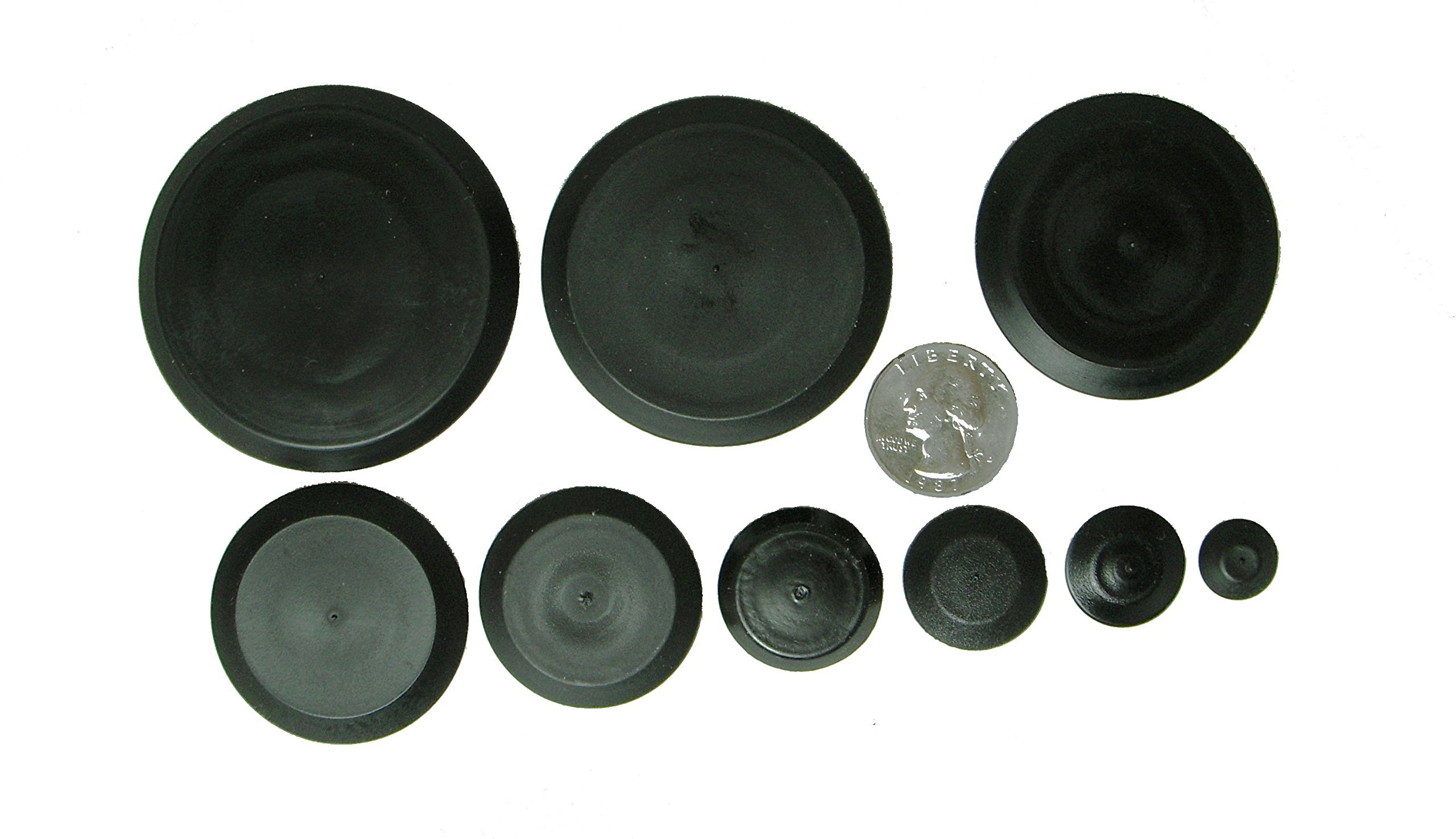 50 Piece Flush Mount Black Hole Plug Assortment for Auto Body and Sheet