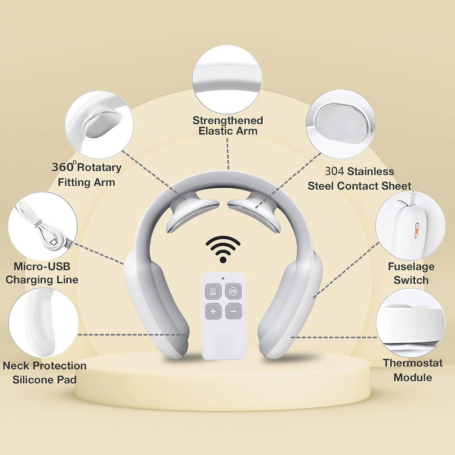 Intelligent Neck Massager with Heat - Deep Tissue Massager for Neck Pain Relief, 3 Modes 15 Speeds Ergonomic Handheld Massager, Electric Pulse Neck Massage for Women and Men (White): Health & Personal Care