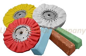 2 Complete 6pc Kit Buffing Wheel Polishing Aluminum Brown Blue Red Compound Set Amazon Com