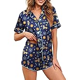 Ekouaer Womens Silk Satin Pajamas Set Short Sleeve Sleepwear Button Down Loungewear 2 Piece Pjs Shorts Set S-5X Plus Size