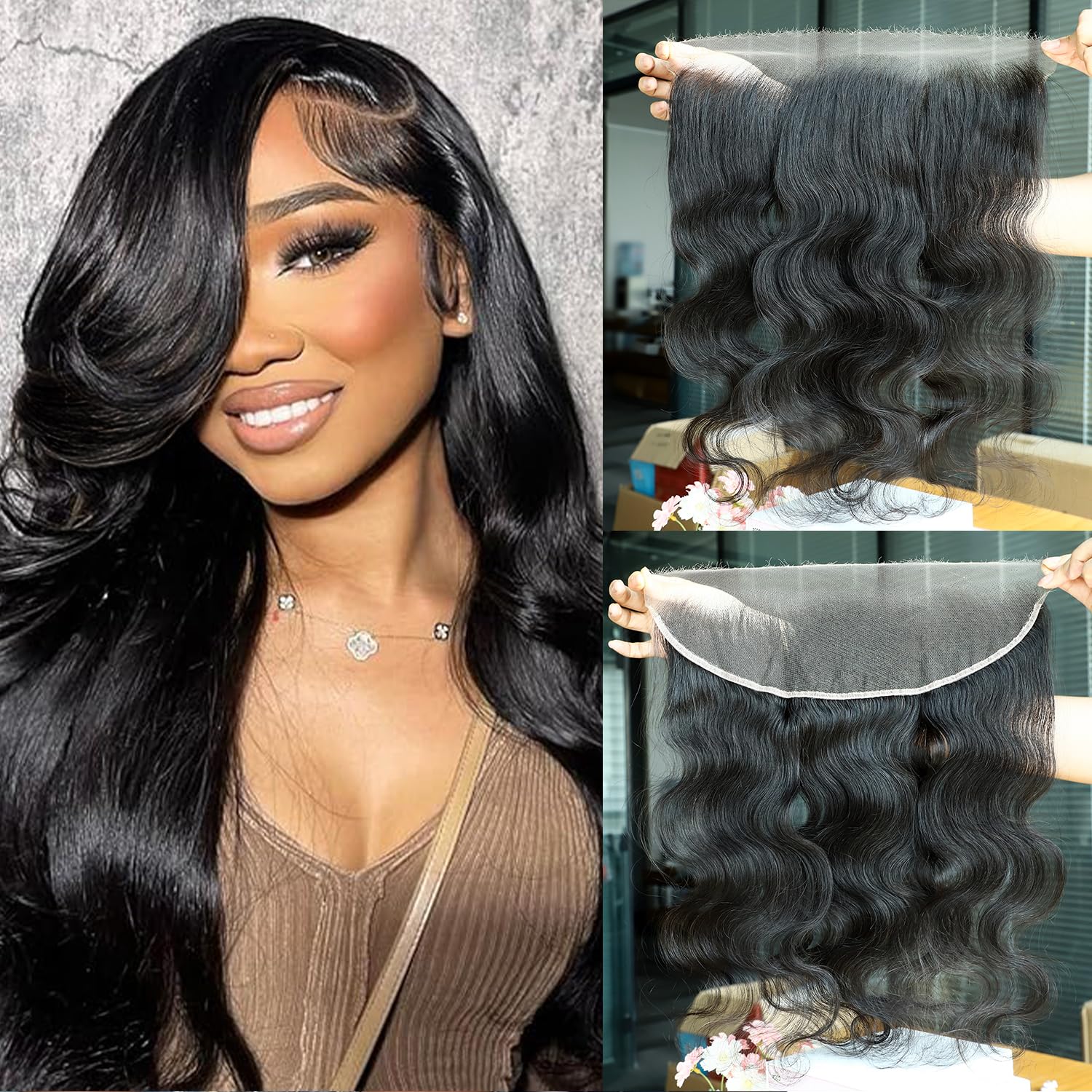 SOMIARIK 13x4 HD Lace Frontal Ear to Ear Body Wave 0.10mm Ultra-thin HD Lace Clean Pre Plucked Natural Hairline Virgin Human Hair Invisible 14 Inch — image 1
