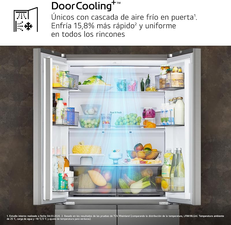 GMBS30SEPY - Frigorífico American Combi, Internal LED Display, Wi-Fi ThinQ, Clasificación E, 580 L, Inox Antihuellas