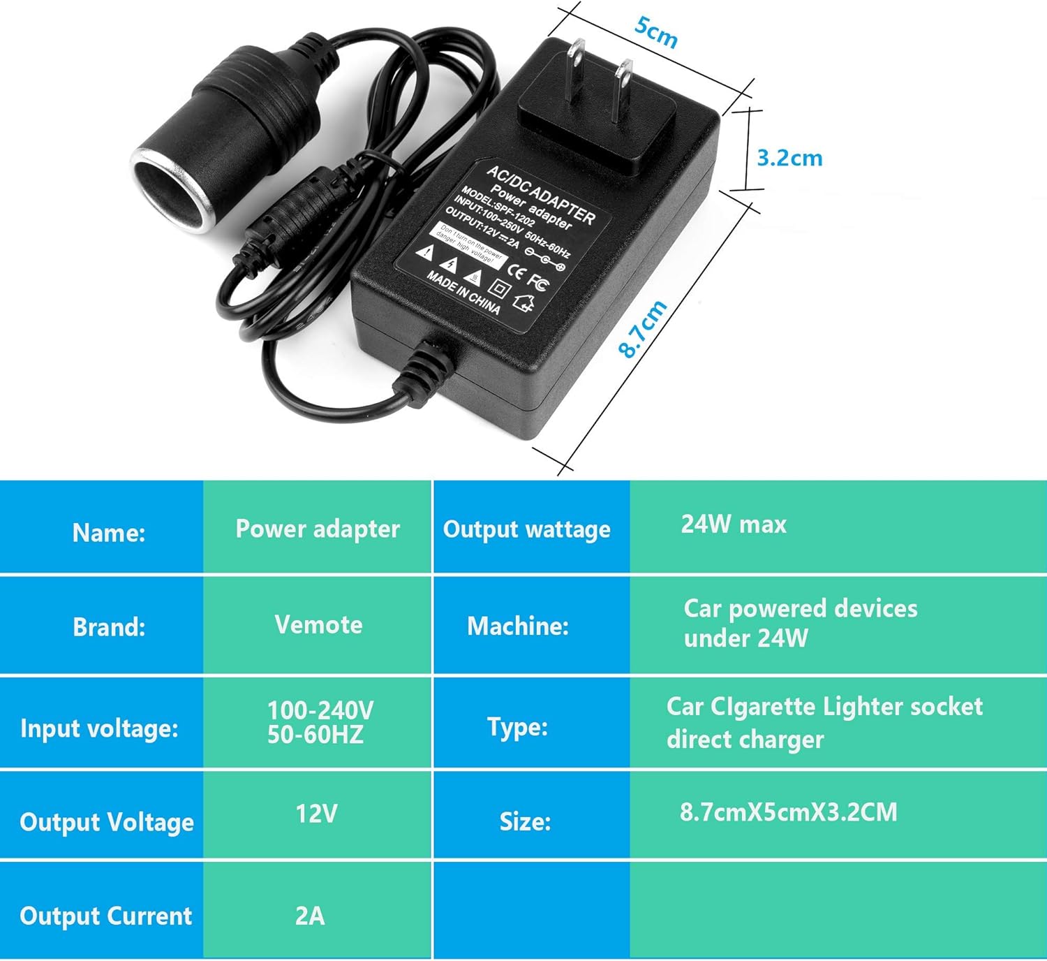 amazon com ac to dc converter 2a 24w car cigarette lighter socket 100 250v to 12v ac dc converter power adapter supply for car gps car shaver car charger mp3 player and other car powered