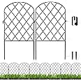 Getlay Decorative Garden Fence 24 Pack,24 Ft (L) X 24 in (H) Black Mesh Rustproof Metal Fence, Animal Barrier Fence for Small Dog, Border Folding Patio Fence, Outdoor Flower Bed Landscape Decor