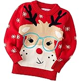 Velius Girl's Long Sleeve Knit Elk Christmas Sweater Tops