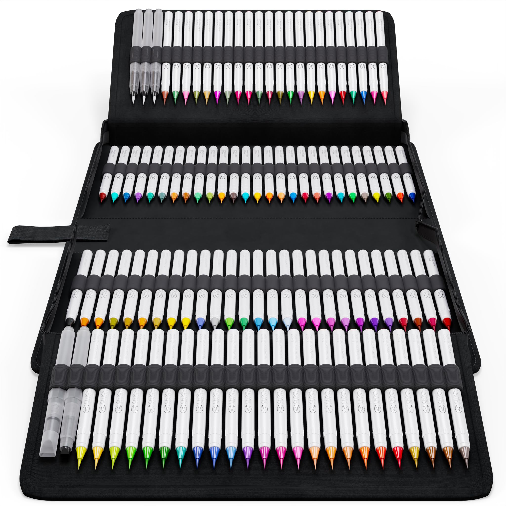 CHROMATEK 108 Watercolor Pens Set | Including 15 Page Pad & Online Video Tutorial Series | 5 Aquapens & 100 Unique Colors | Real Brush Pens | Easily Blendable, Vivid and Smooth