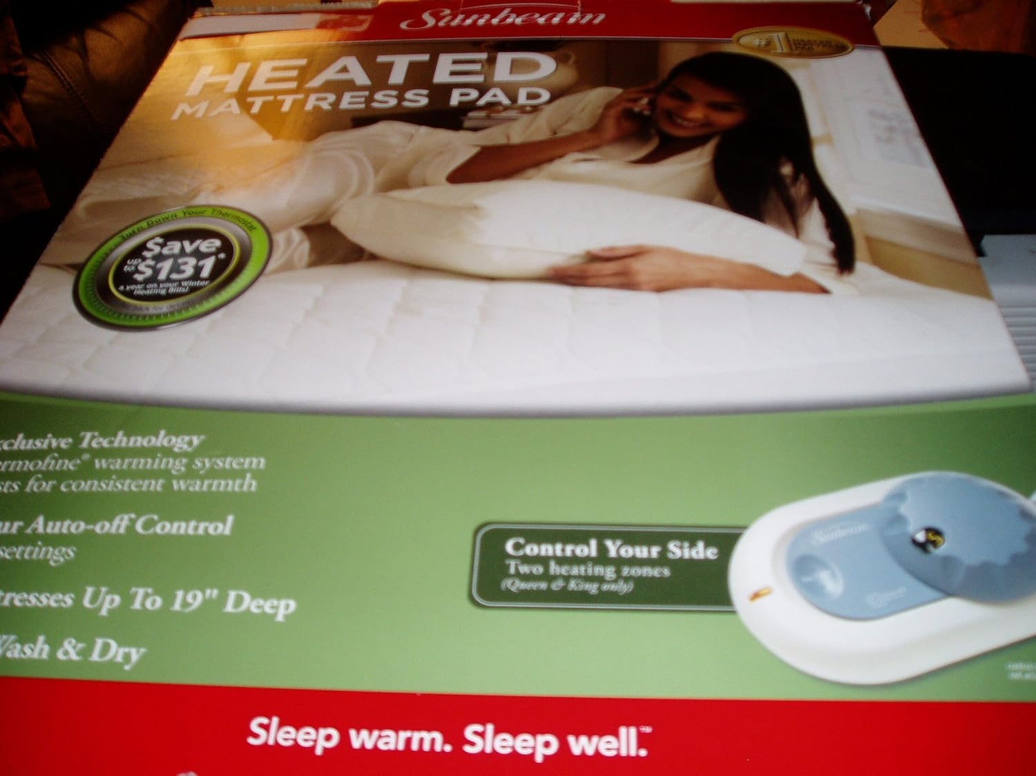 SUNBEAM HEATED MATTRESS PAD QUEEN Home & Kitchen