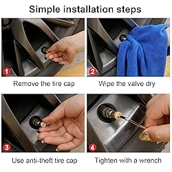 SINGARO Tire Valve Caps, 4pcs Aluminum Alloy Car