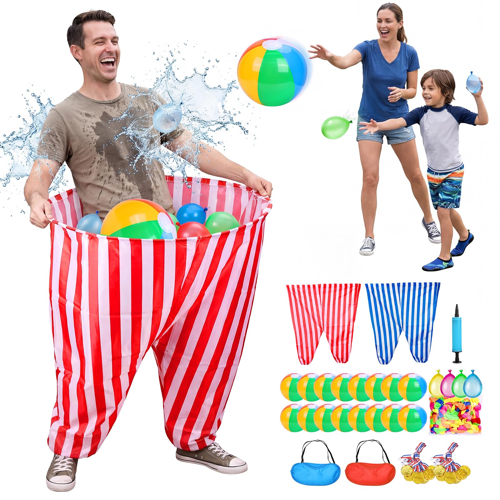 133 PCS Granny Pants Outdoor Garden Game 2 Pack with 16 Balls, Sports Day Kit Giant Trousers Ball Catch Game for Kids Adults, Field Day Carnival Birthday Party Family Reunion Game