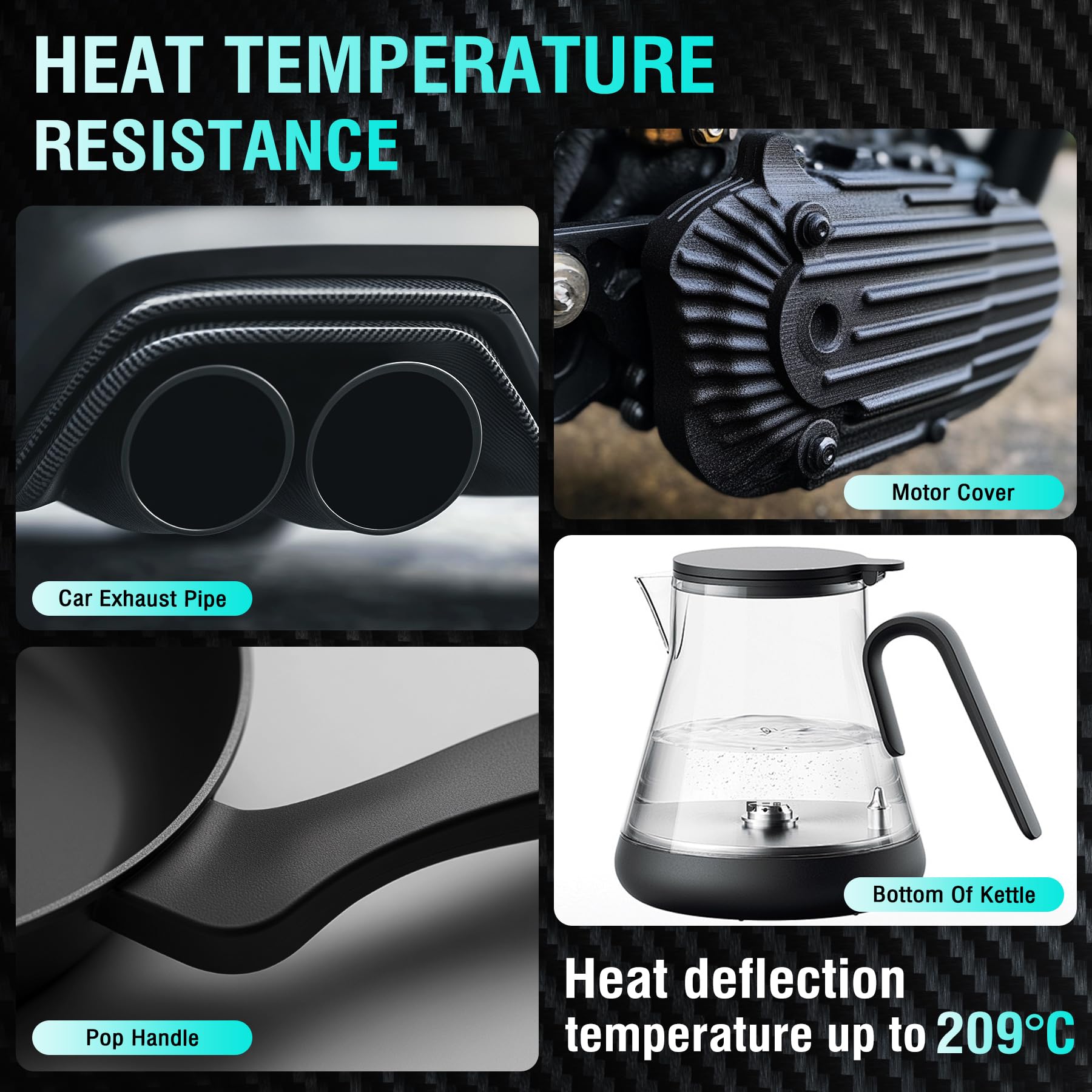 SUNLU 1KG PA6-CF 3D Filament 1.75mm, Wärmebeständig bis 209°C, besteht aus 80% PA-Nylon und 20% Carbonfasern, Steif/Stark/Hochtemperaturbeständig, für Industrielle Teile, Frostige Textur 5