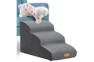 Topmart 3 Tiers Foam Dog Ramps/Steps,Non-Slip Pet Steps,Extra Wide Deep Dog Stairs,High Density Foam Pet Stairs/Ladder,Best for Older Dogs,Cats,Small Pets