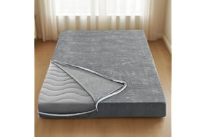 H.VERSAILTEX Full Size Armless Futon Mattress Covers for Traditional Japanese Futon Mattress Soft Chenille Couch Slipcovers Floor Mats Sofa Protector Zippered Sleeper Sofa Cover,Grey