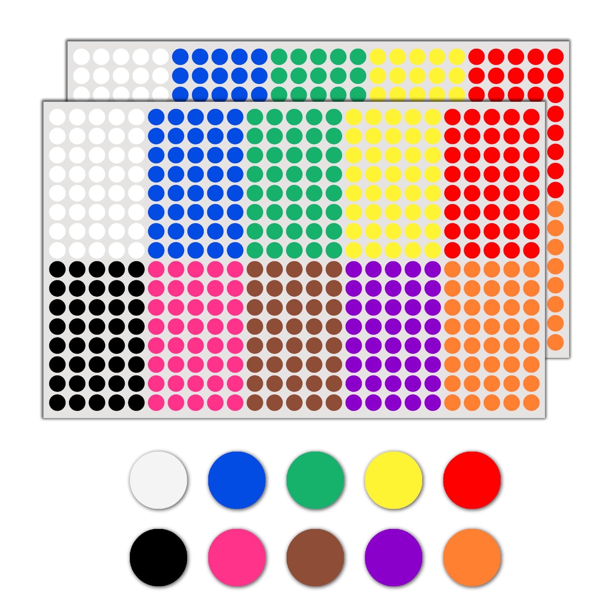 40,000 Pack - 8mm Coloured Dot Stickers Sticky Labels - 10 Colours
