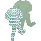 JunNeng Bamboo Viscose Toddler Pajamas, 4 Piece Pjs for Kids Boys | Soft Rayon, Breathable, Stretchy Snug Fit, Long Sleeve Pajamas Sets, Holiday Pjs