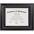 DOAI ART 8.5 x 11 Diploma Frame Classic Black Display 8.5x11-inch with Blue Over Gold Mat or 11x14 Document &Certificate Without Mat,Wide Molding, Gold Beads Hanging Hardware Included, Tabletop