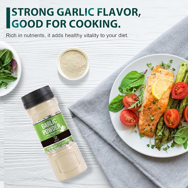 SOEOS GARLIC POWDER, 105G (3.7OZ), GARLIC POWDER SEASONING, ADDITIVE FREE, NON-GMO, GARLIC SEASONING FOR FLAVOR VEGETABLES, GRILLED MEATS, SALADS, DRESSINGS AND MORE
