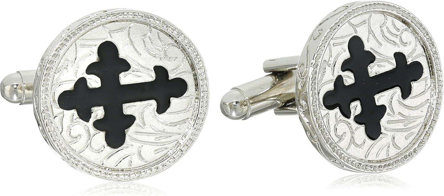 The Vatican Library Collection Men's Black Cross Cufflinks