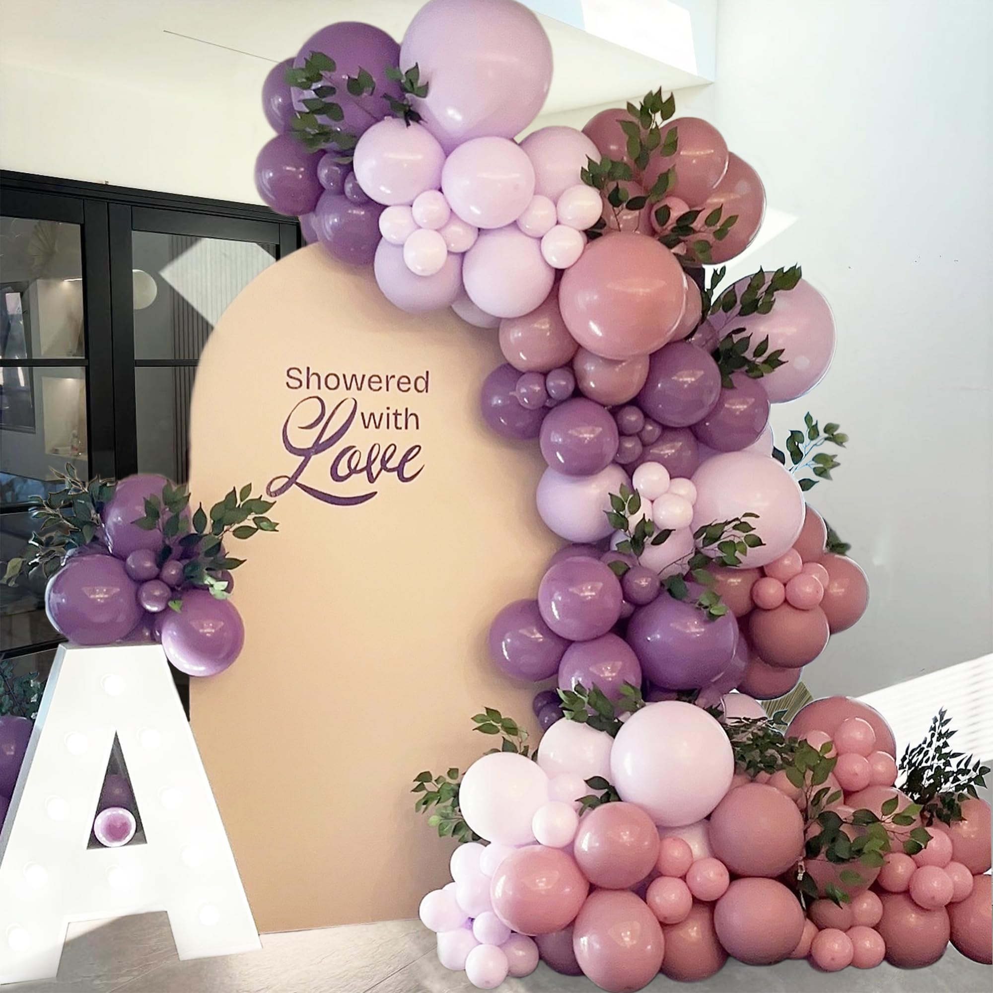 Photo 1 of Purple Balloons Arch Kit 130pcs 18"/10"/5" - Retro Gradient Shades with Quick-Install System | Multi-Event Decor for Princess Birthday, Wedding & Baby Shower Party Arrangements