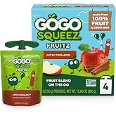 GoGo squeeZ No Sugar Added Apple Cinnamon Applesauce, 3.2 oz, 4 Count | Kids On The Go Fruit Snack Made with Apple and Cinnamon; 3.2 Oz Pouches, Gluten and Nut Free, Recloseable Cap, BPA-Free