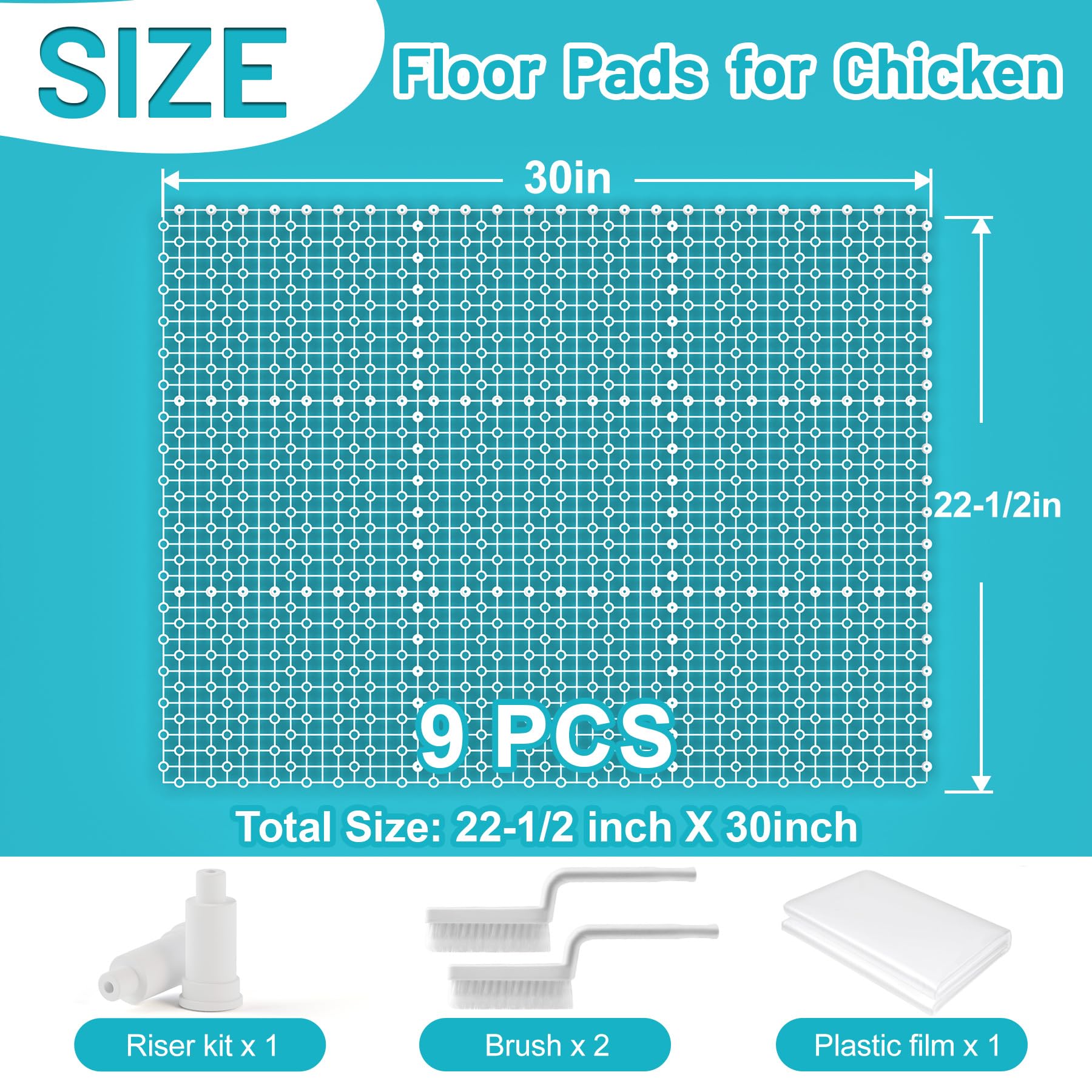 Condition photo showing New/Like New for chicken coop ground pad, 9 pcs floor pads for chicken, free to splice ground pads for chicken coops, chicken coop accessories, keep coops tidy & dry, easy to clean