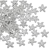 PATIKIL Starfish Beads, 50 Pcs Alloy Starfish Spacer Beads Sea Animal Beads Beach Beads for Jewelry Necklace Brackets Anklets DIY Crafting, 0.55 x 0.55 Inch Silver Tone