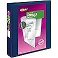 Avery(R) Durable View 3 Ring Binder, 1-1/2 Inch Slant Rings, 1 Blue Binder (17024)