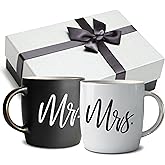 Triple Gifffted Mr and Mrs Coffee Mugs Couples Gifts Ideas for Christmas Wedding Anniversary Engagement Valentines,his Hers Present Husband Wife Him Her Men Women Bride Groom Newlyweds, Ceramic 380ml