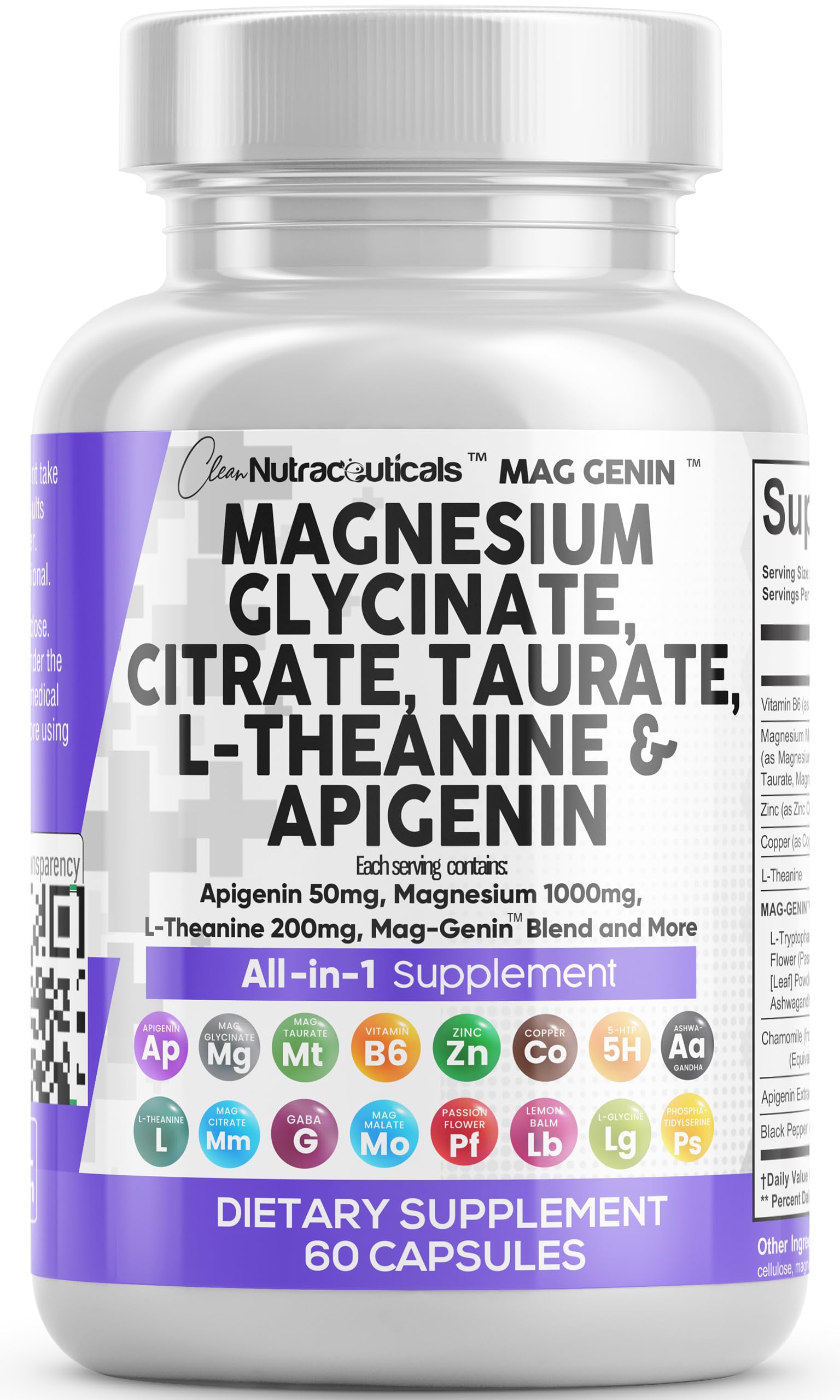 Magnesium Glycinate, Citrate Taurate, L-Theanine & Apigenin