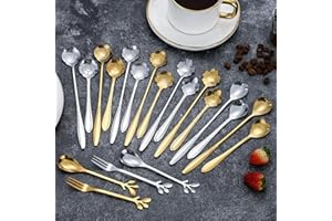 Coffee Spoon Blossom Dessert Ice Cream Spoon Stainless Steel Mini Tableware Teaspoons 1Pcs Rose-Silver 17.8x2.8cm