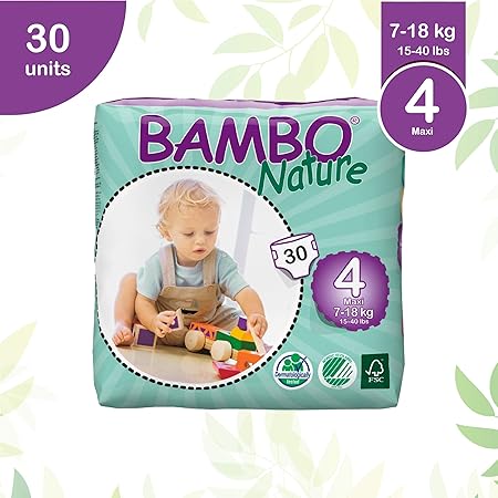 Bambo Nature Premium Baby Diapers - Large Size, 30 Count, for Toddler (10-24 Months) - Super Absorbent and Eco-Friendly