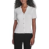 Calvin Klein Womens Collared V Neck Blouse