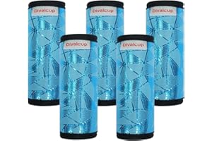 DIVALCUP Neoprene Luggage Handle Wrap, 5 Pack Trolley Case Grip Suitcase Identifier Protective Cover, Blue Scale