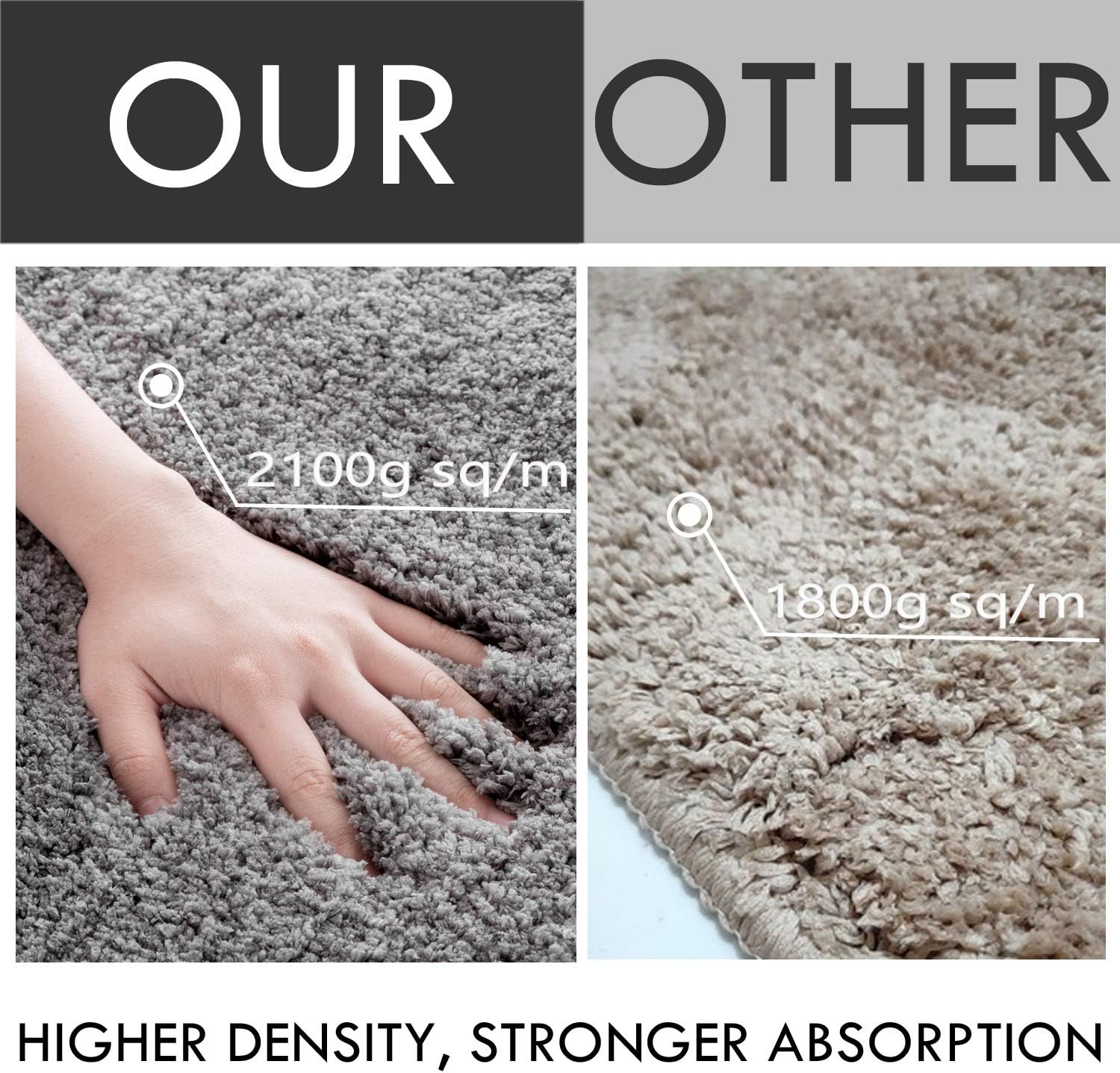 Bathroom Rug Gray Bath Mat Silver Shower Shaggy Floors Extra 24x16 Thick Super Soft Best Absorbent Perfect Absorbant Plush Machine Washable Door Mat Dry Carpet Grey Gentsing: Kitchen & Dining