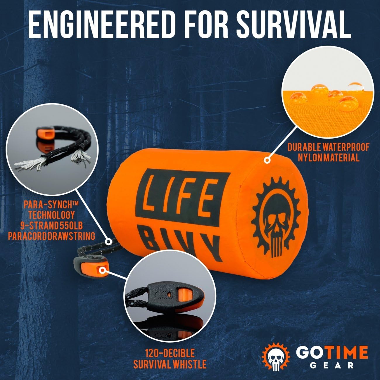 Life Bivy Emergency Sleeping Bag Thermal Bivvy - Use as Waterproof Emergency Blanket, Mylar Sleeping Bag, Survival Sleeping Bag - Includes Nylon Bag with Survival Whistle + Paracord String (Orange) : Sports & Outdoors