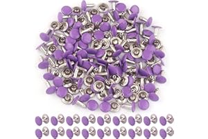 YEWIN 9mm Purple Tubular Double Cap Rivets - Metal Button Round Rivet,Rivet Studs for Purse Bags Handbags Shoes Belts Leather Craft Repair (Purple 50pcs)