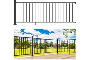 Egadis 36 in. H x 8 ft. W Porch and Deck Railing Kit, Aluminum Railing Kit, Black Textured Powder-Coat Finish Rail System for Outdoor Decks, Porches & Balconies (1 Post, 1Panel)