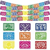 Favuit Mexican Party Decoration, 6 Pack Cinco De Mayo Party Banner 98.4 FT Plastic Papel Picado Fiesta Garland for Dia de los Muertos, Day of the Dead, Mexican Birthday & Halloween Party Supplies (6pcs)